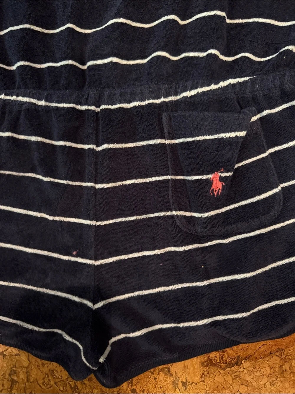 Ralph Lauren Navy & White Striped Knit/Terry Romper